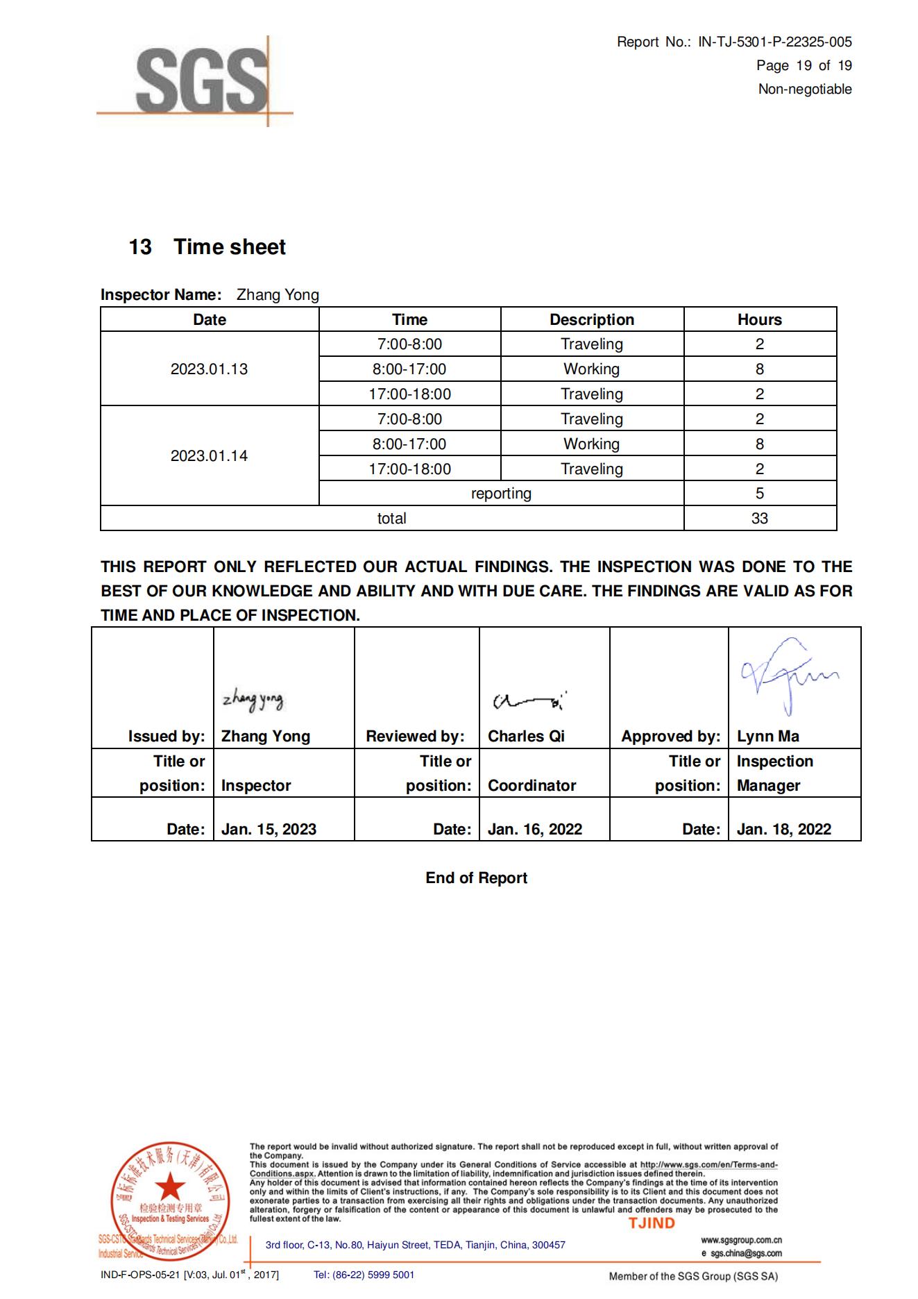 Third-party inspection report page 15